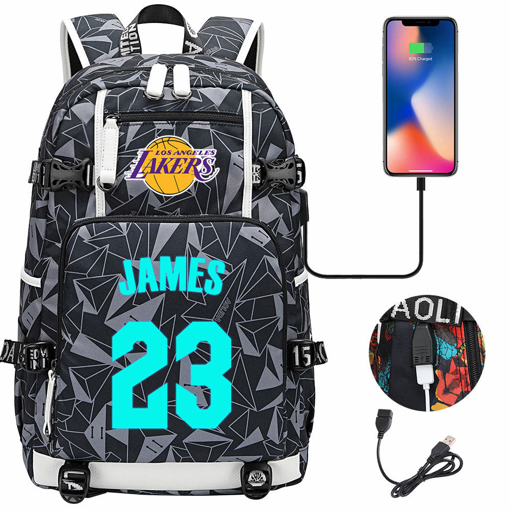 Kobe Black Mamba Curry Bucks USB Charging Backpack School Notebook Travel Bags Basketball Bag