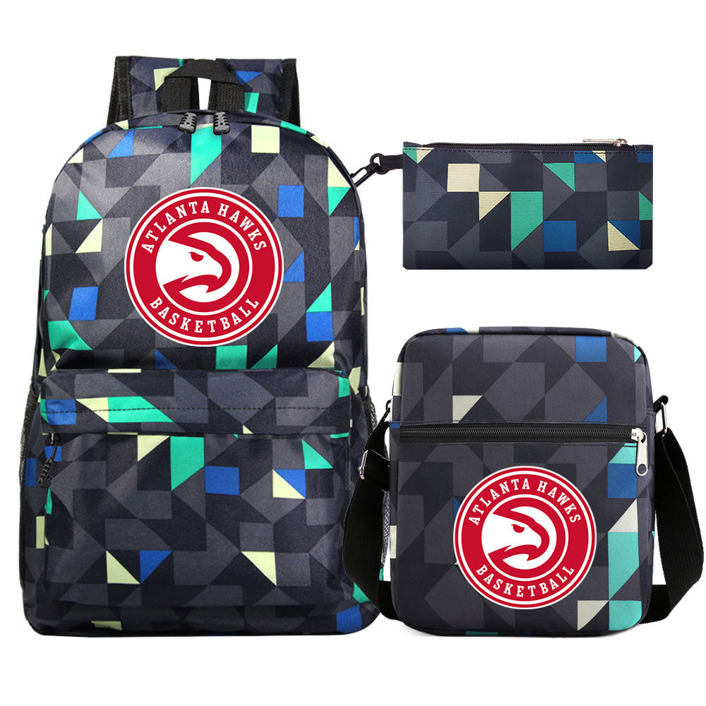 Atlanta Hawks Schoolbag Backpack Shoulder Bag Pencil Bag 3pcs set for Kids Students