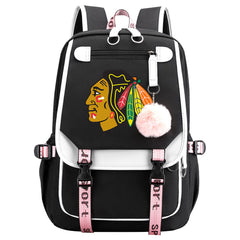 Chicago Hockey  Blackhawks  League Waterproof Backpack School Notebook Travel Bag USB Charging