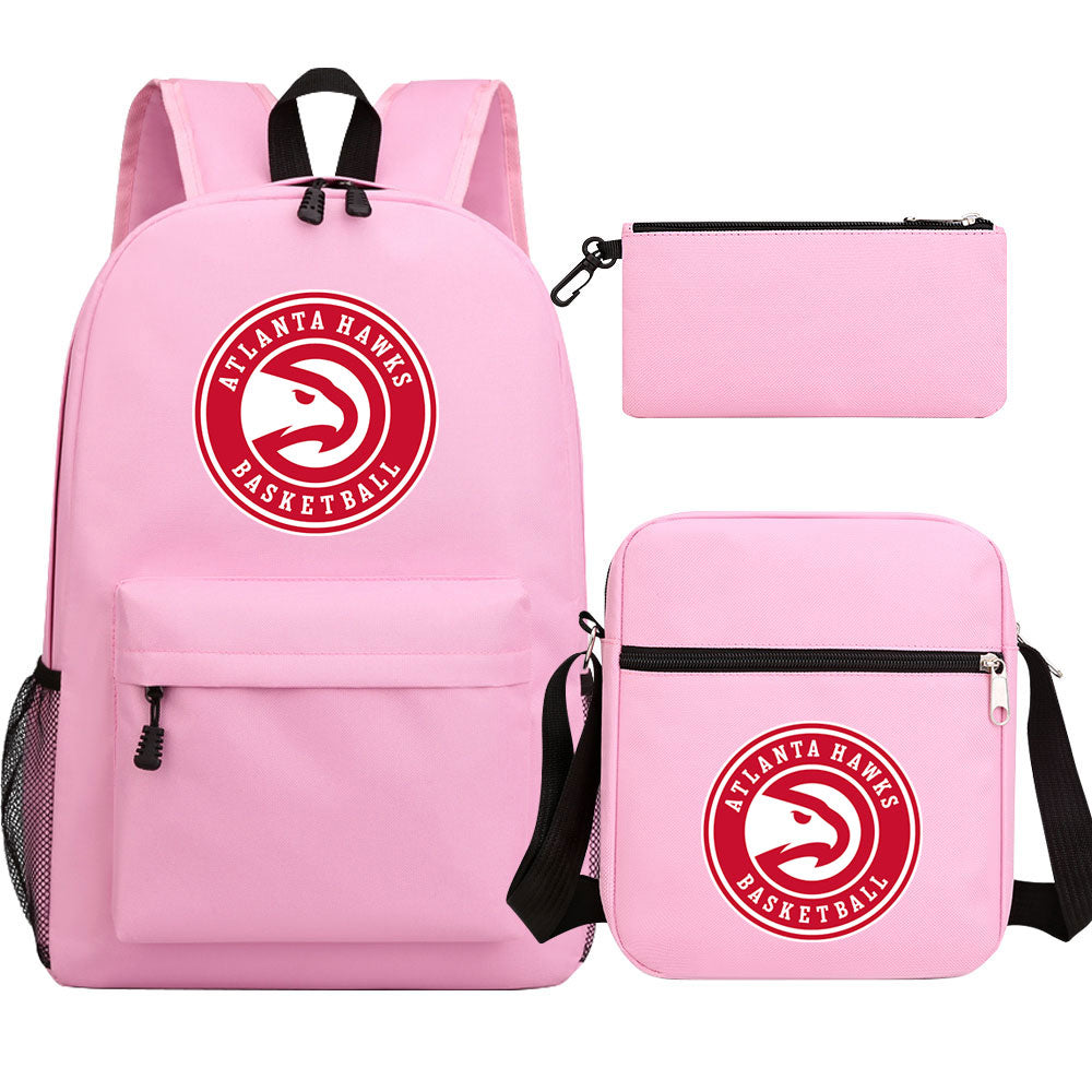 Atlanta Hawks Schoolbag Backpack Shoulder Bag Pencil Bag 3pcs set for Kids Students