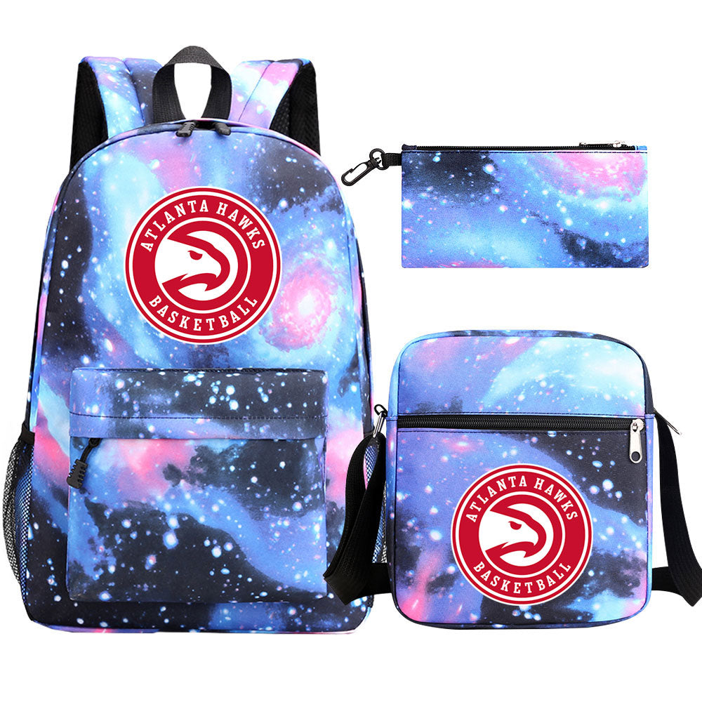 Atlanta Hawks Schoolbag Backpack Shoulder Bag Pencil Bag 3pcs set for Kids Students
