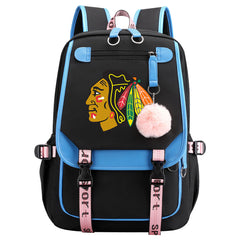 Chicago Hockey  Blackhawks  League Waterproof Backpack School Notebook Travel Bag USB Charging