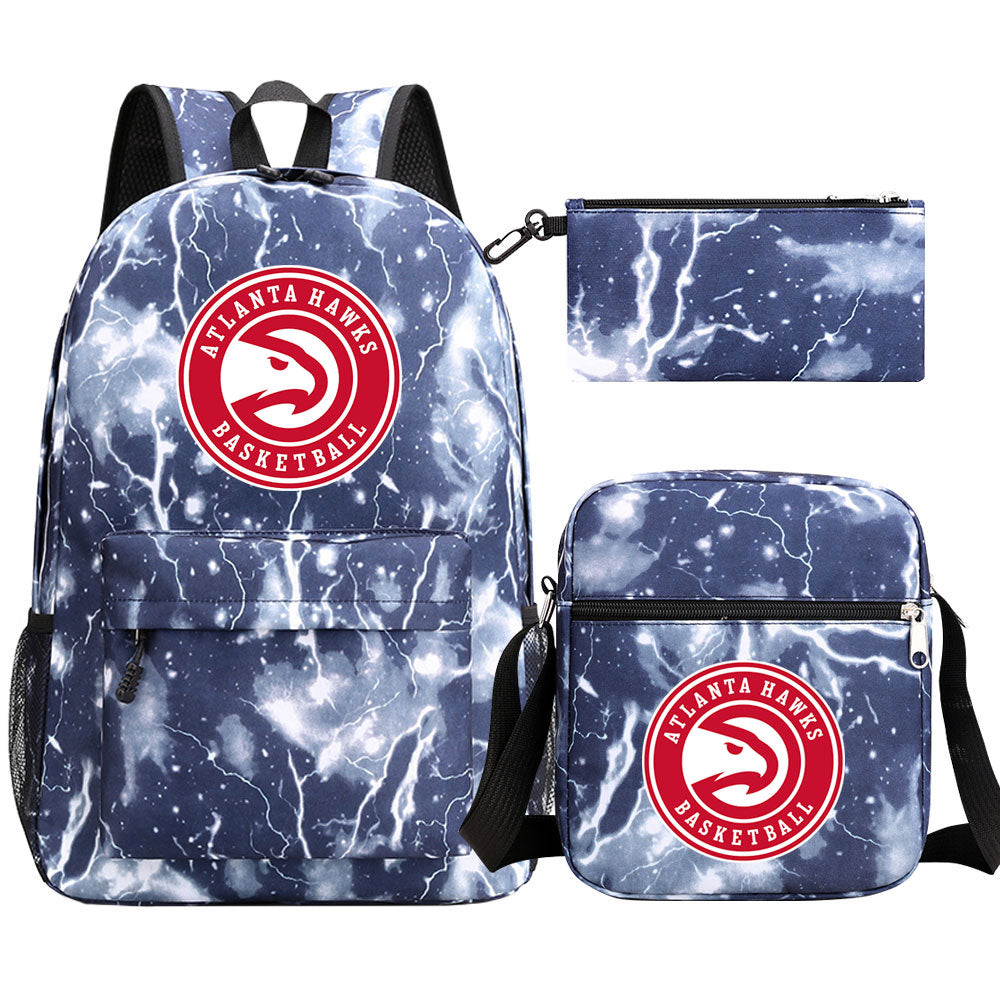 Atlanta Hawks Schoolbag Backpack Shoulder Bag Pencil Bag 3pcs set for Kids Students