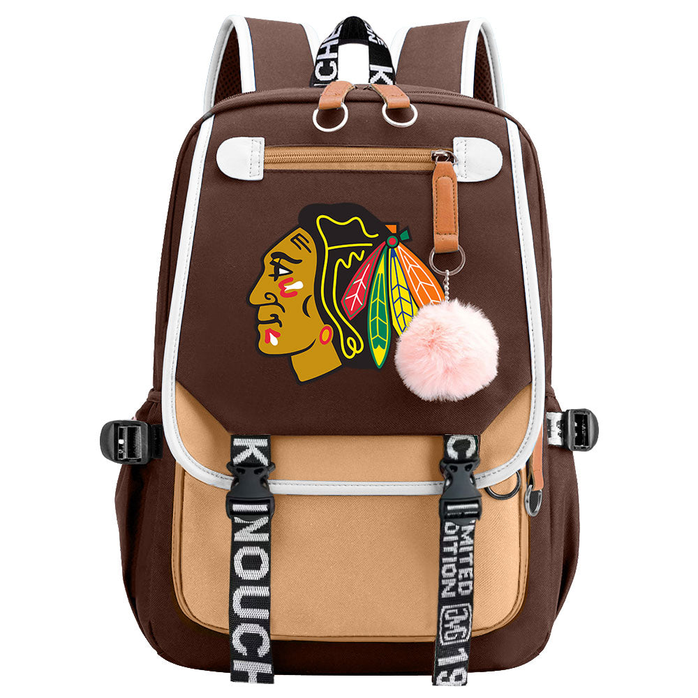 Chicago Hockey  Blackhawks  League Waterproof Backpack School Notebook Travel Bag USB Charging