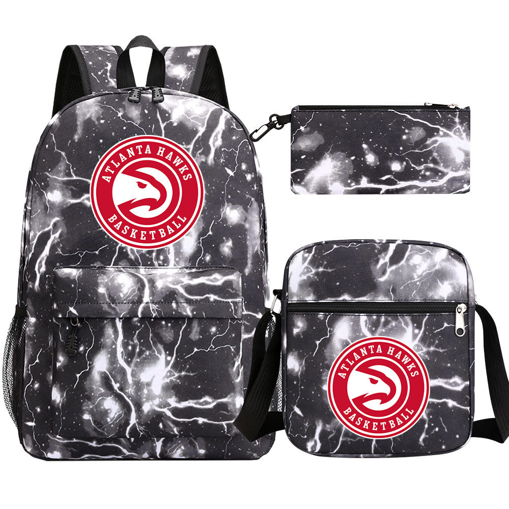 Atlanta Hawks Schoolbag Backpack Shoulder Bag Pencil Bag 3pcs set for Kids Students