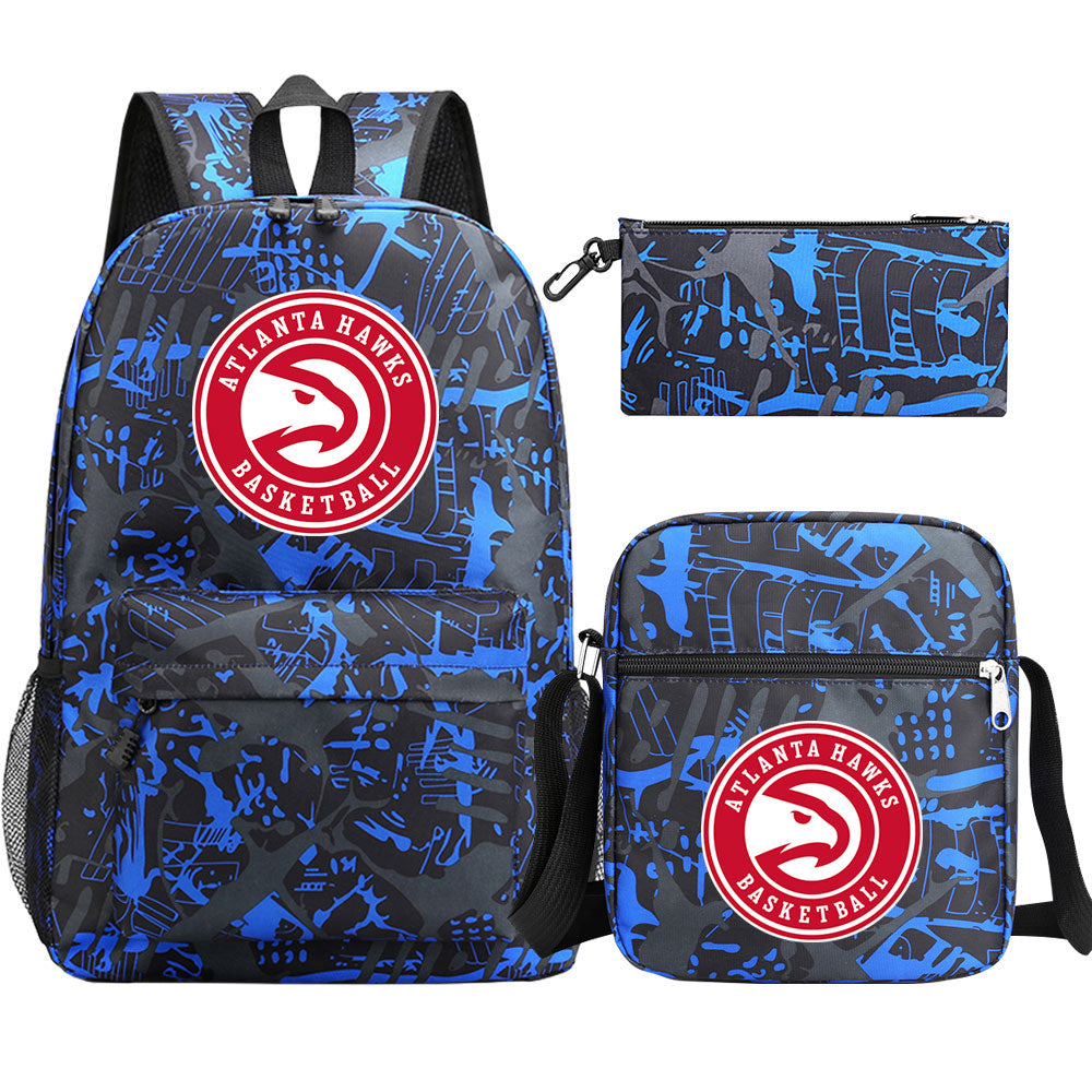 Atlanta Hawks Schoolbag Backpack Shoulder Bag Pencil Bag 3pcs set for Kids Students