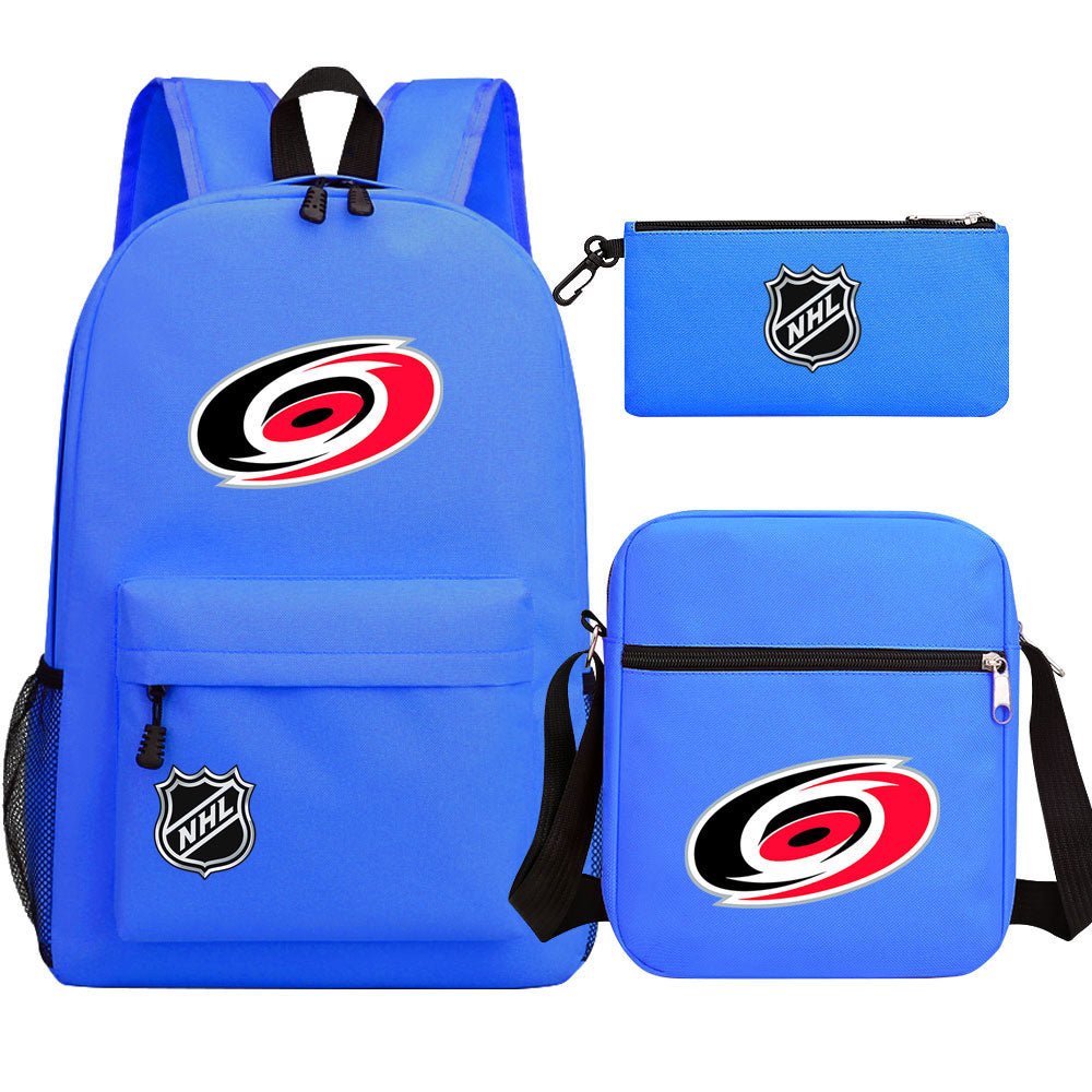 Carolina Hurricanes Hockey League Printed Schoolbag Backpack Shoulder Bag Pencil Bag 3pcs set for Kids Students