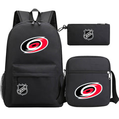 Carolina Hurricanes Hockey League Printed Schoolbag Backpack Shoulder Bag Pencil Bag 3pcs set for Kids Students