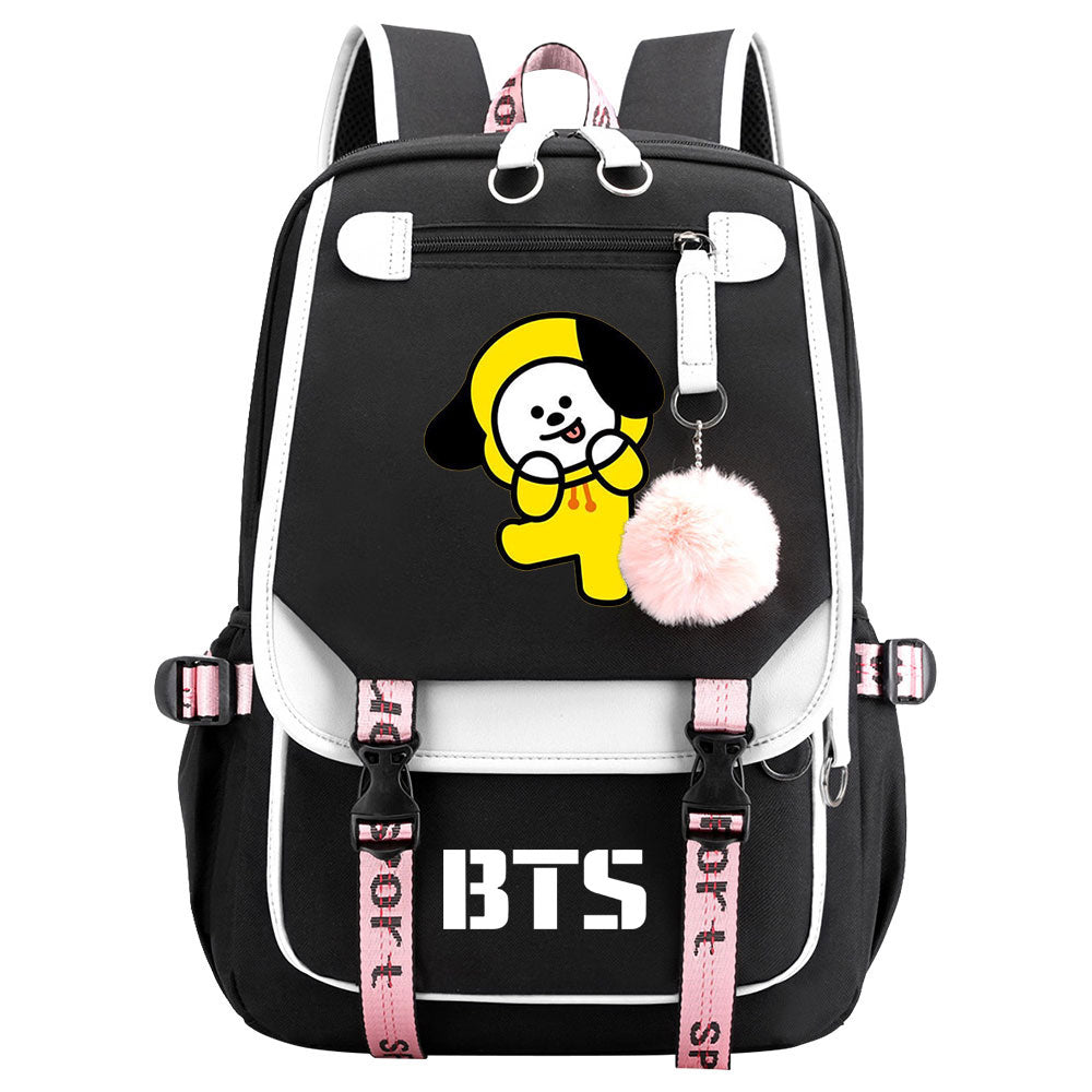 BTS Chimmy Waterproof Backpack School Notebook Travel Bag USB Charging
