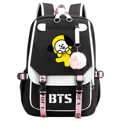 BTS Chimmy Waterproof Backpack School Notebook Travel Bag USB Charging