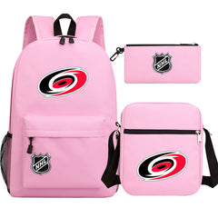 Carolina Hurricanes Hockey League Printed Schoolbag Backpack Shoulder Bag Pencil Bag 3pcs set for Kids Students