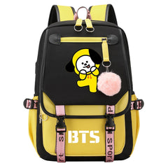 BTS Chimmy Waterproof Backpack School Notebook Travel Bag USB Charging