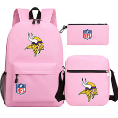 Minnesota Vikings Football Team  Printed Schoolbag Backpack Shoulder Bag Pencil Bag 3pcs set for Kids Students