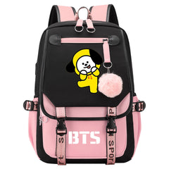 BTS Chimmy Waterproof Backpack School Notebook Travel Bag USB Charging