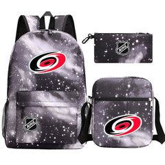 Carolina Hurricanes Hockey League Printed Schoolbag Backpack Shoulder Bag Pencil Bag 3pcs set for Kids Students