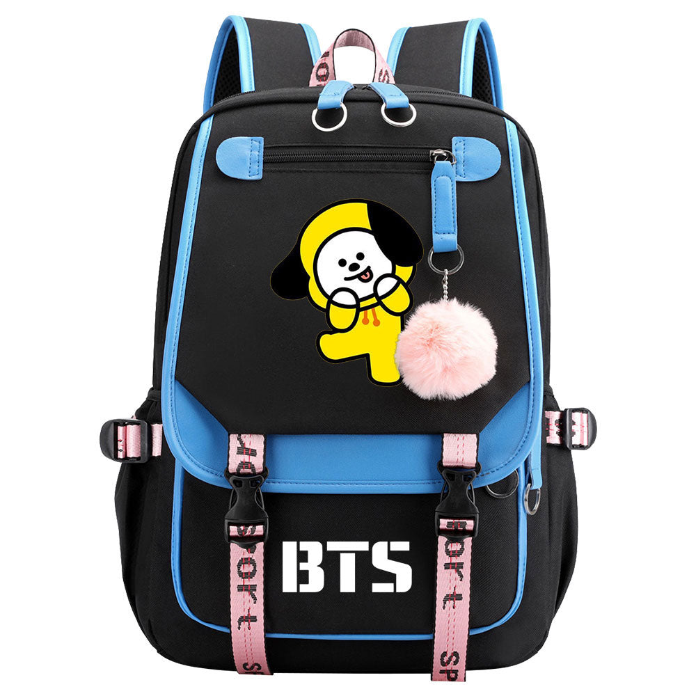 BTS Chimmy Waterproof Backpack School Notebook Travel Bag USB Charging