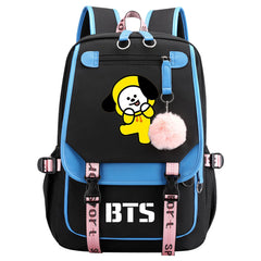 BTS Chimmy Waterproof Backpack School Notebook Travel Bag USB Charging