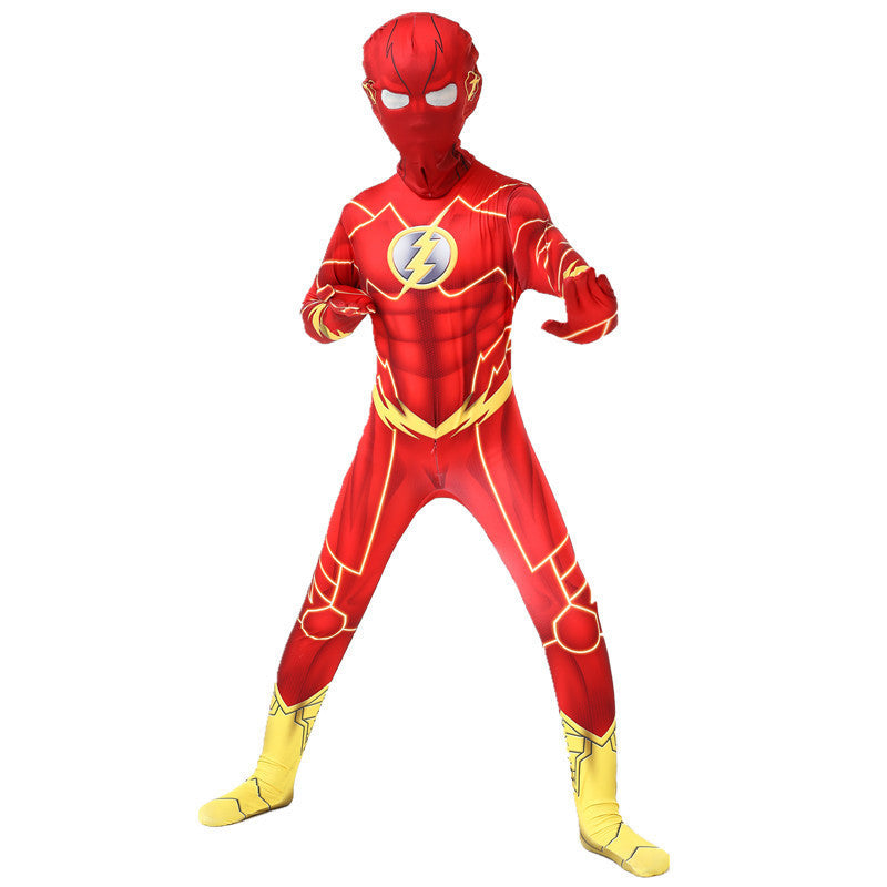 The Flash Barry Allen Jumpsuit Halloween Cosplay Costume for Kids Adults