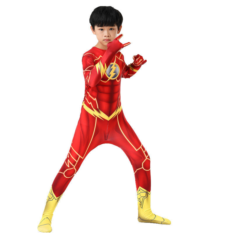 The Flash Barry Allen Jumpsuit Halloween Cosplay Costume for Kids Adults