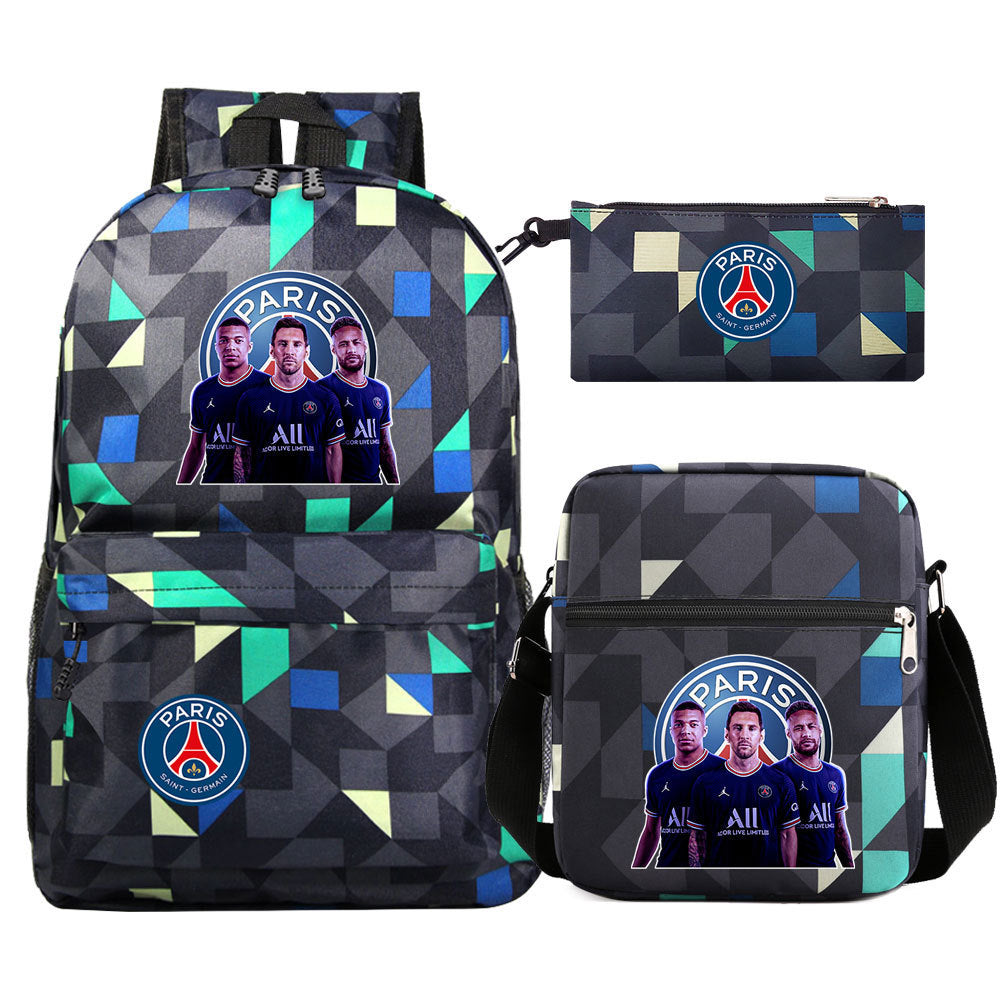 Football Paris Mbappe Schoolbag Backpack Shoulder Bag Pencil Bag Set Gift for Kids Students