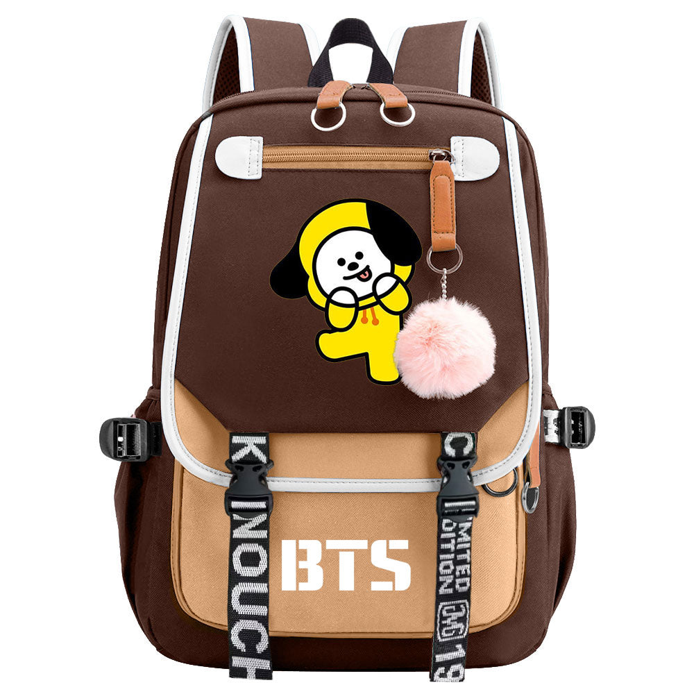 BTS Chimmy Waterproof Backpack School Notebook Travel Bag USB Charging
