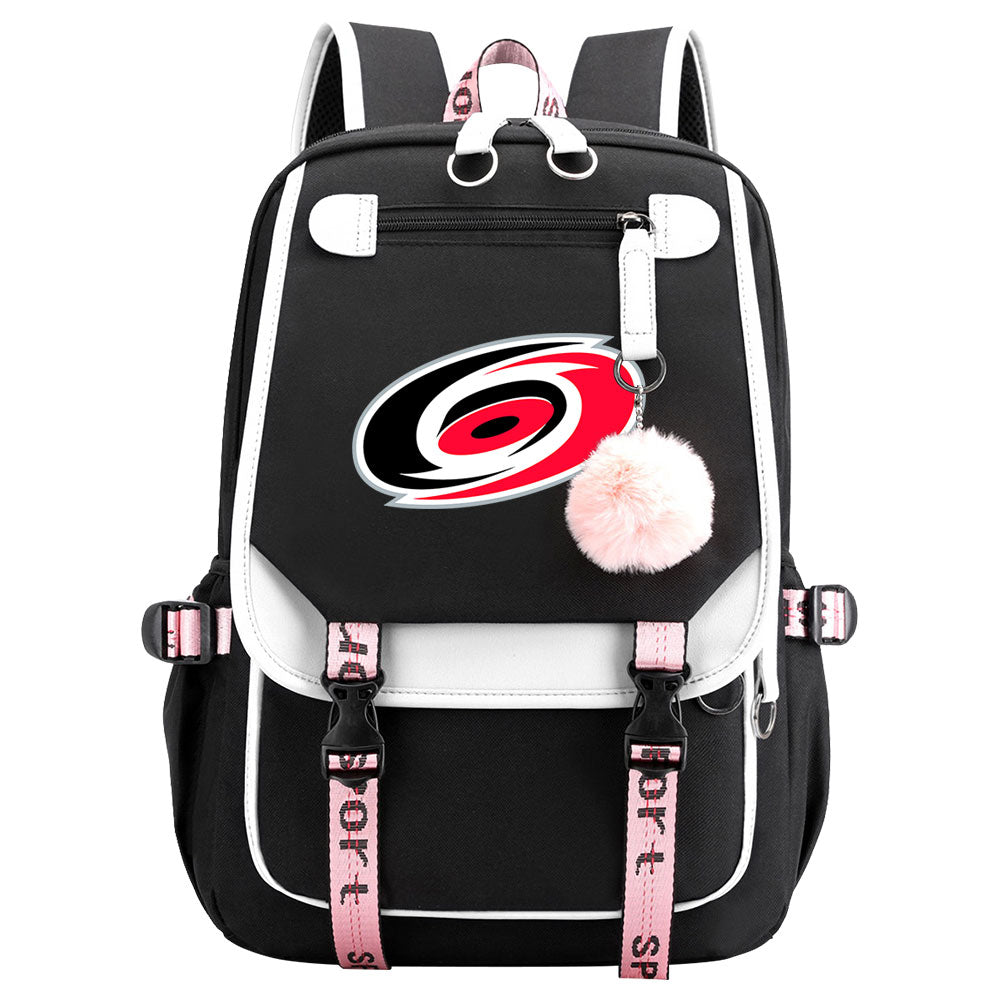 Carolina Hurricanes Hockey League Waterproof Backpack School Notebook Travel Bag USB Charging