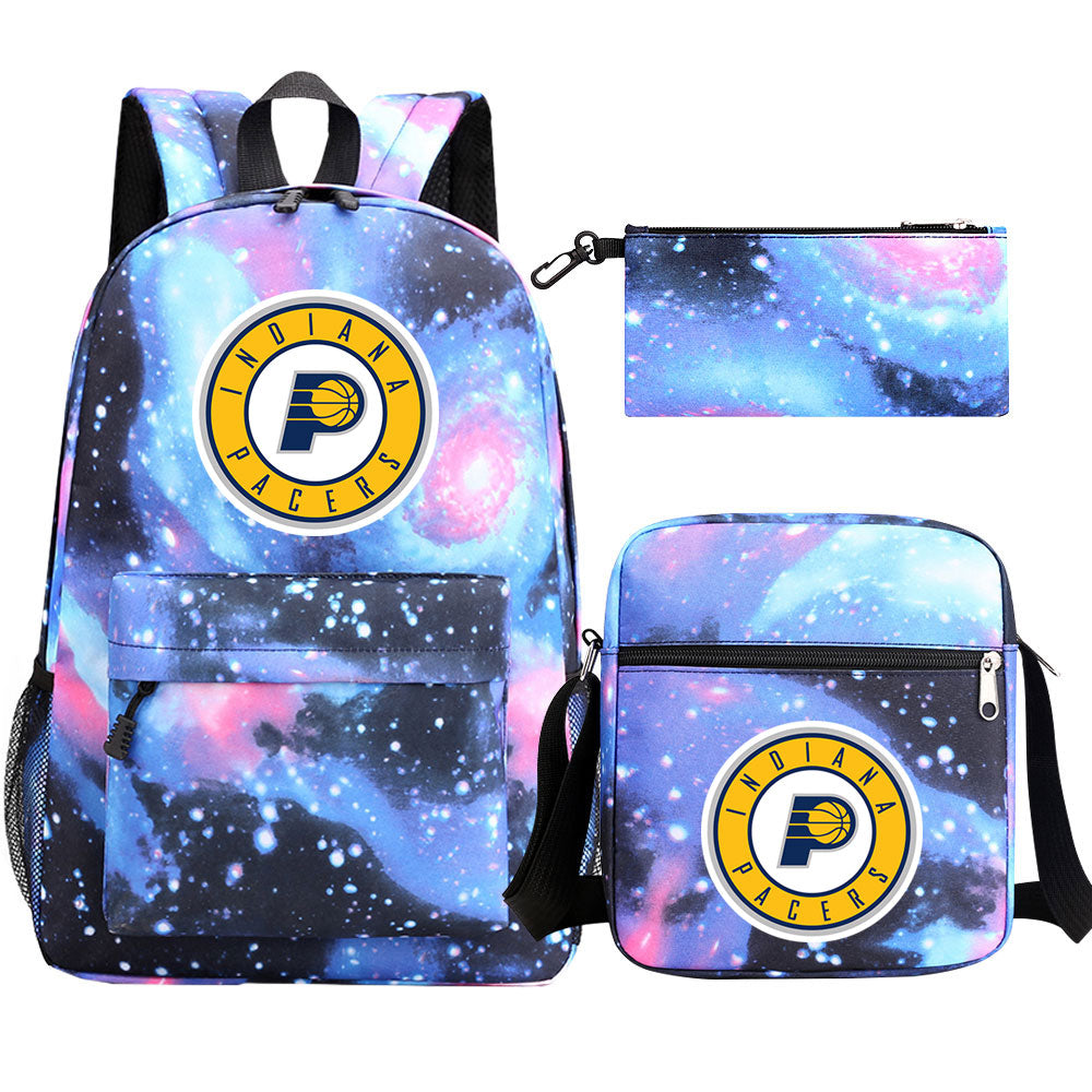 Indiana Pacers Schoolbag Backpack Shoulder Bag Pencil Bag 3pcs set for Kids Students