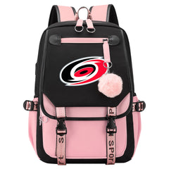 Carolina Hurricanes Hockey League Waterproof Backpack School Notebook Travel Bag USB Charging