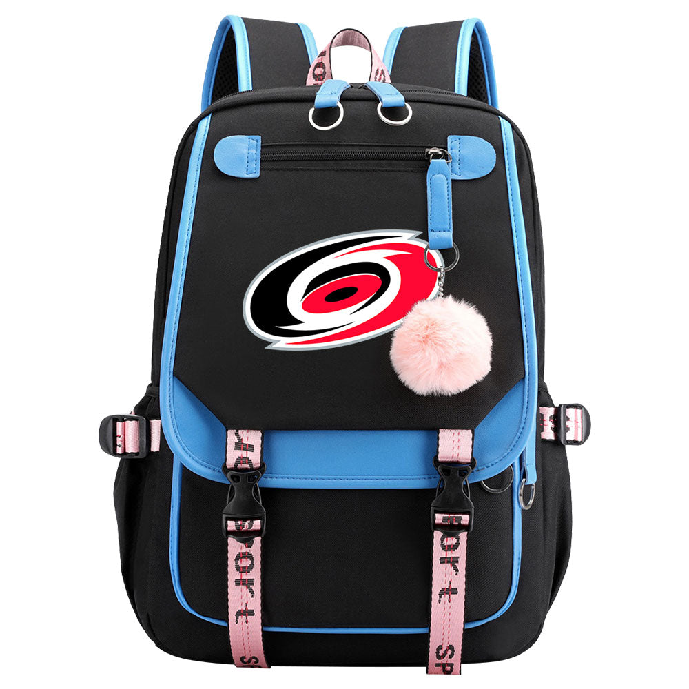 Carolina Hurricanes Hockey League Waterproof Backpack School Notebook Travel Bag USB Charging