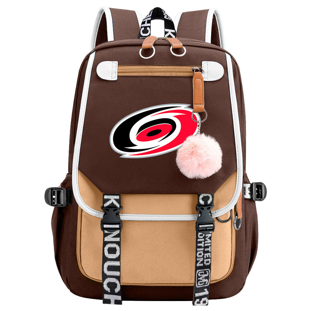 Carolina Hurricanes Hockey League Waterproof Backpack School Notebook Travel Bag USB Charging