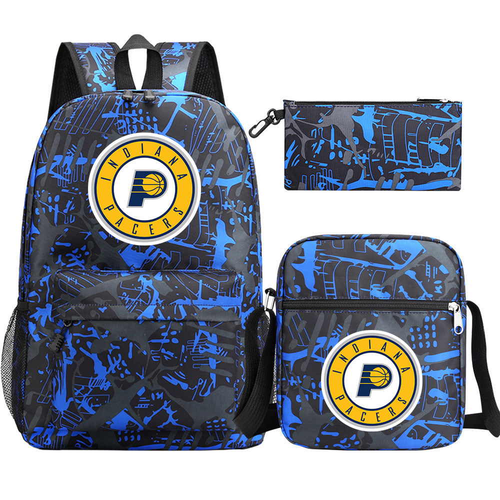 Indiana Pacers Schoolbag Backpack Shoulder Bag Pencil Bag 3pcs set for Kids Students