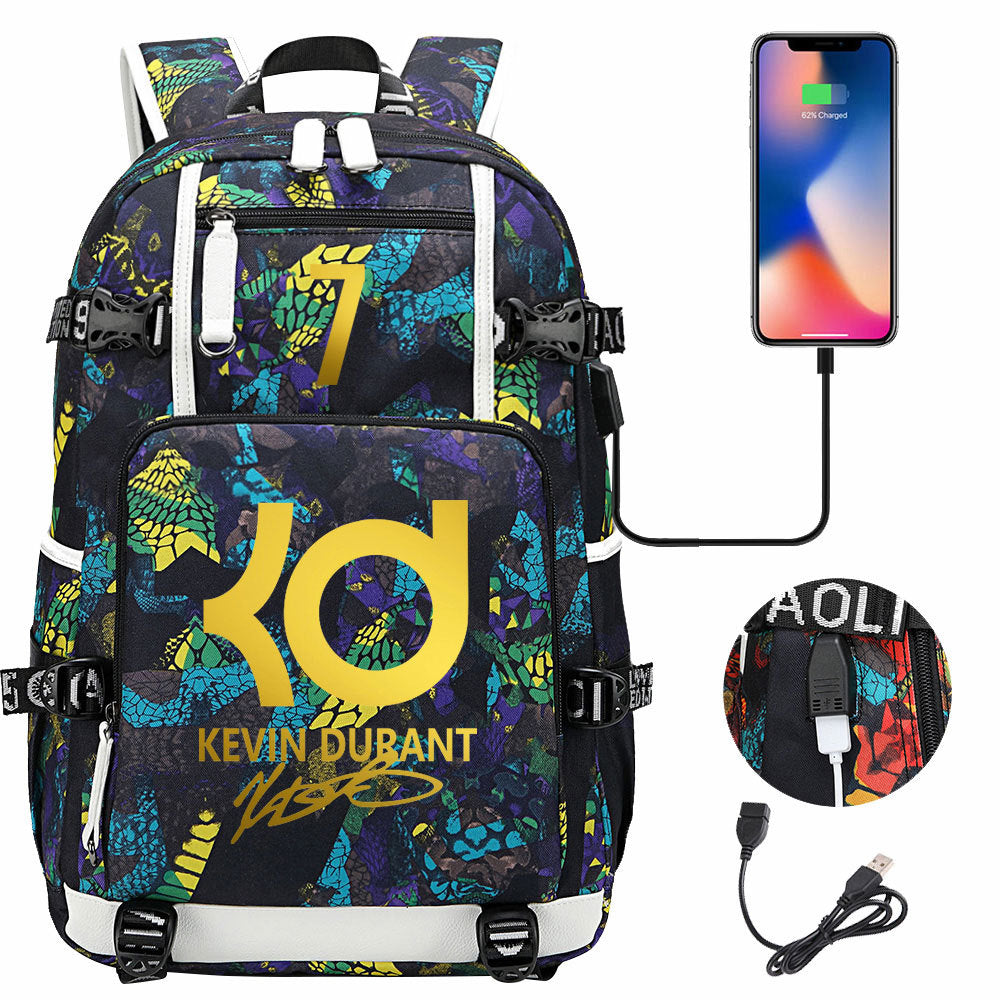 Kobe Black Mamba Curry Bucks USB Charging Backpack School Notebook Travel Bags Basketball Bag