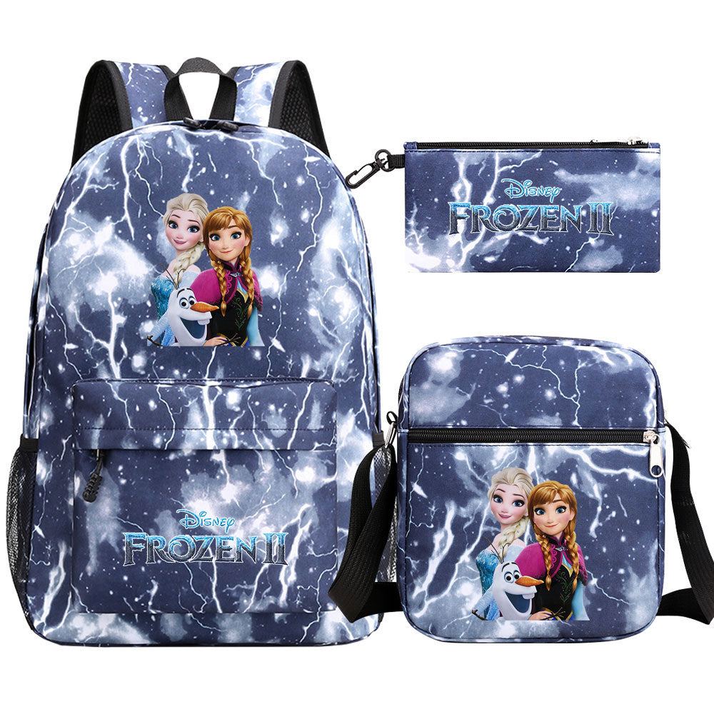 Frozen Elsa Anna Princess  Printed Schoolbag Backpack Shoulder Bag Pencil Bag 3pcs set for Kids Students