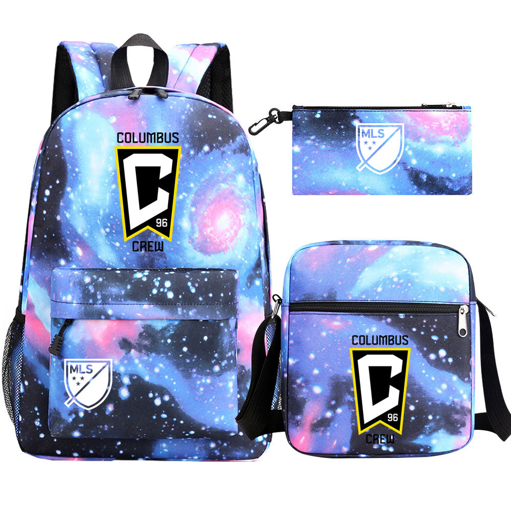 Columbus Soccer Crew 3D Printed Schoolbag Backpack Shoulder Bag Pencil Bag 3pcs set for Kids Students