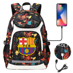 Barcelona Football Club USB Charging Backpack School Notebook Travel Bags