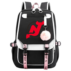 New Jersey Devils Hockey League Waterproof Backpack School Notebook Travel Bag USB Charging