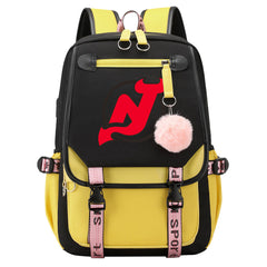 New Jersey Devils Hockey League Waterproof Backpack School Notebook Travel Bag USB Charging