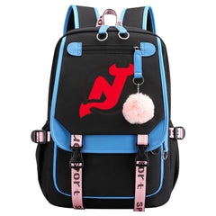 New Jersey Devils Hockey League Waterproof Backpack School Notebook Travel Bag USB Charging