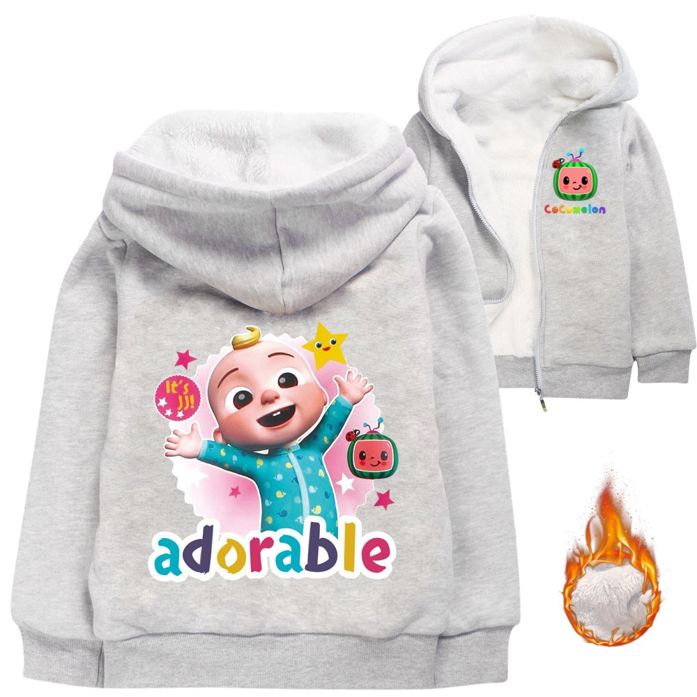 Adorable Coco Sherpa Lined Hoodie Fleece Sweatshirt Full Zip Hooded Jacket for Kids