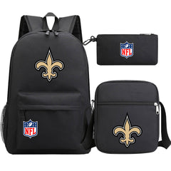 New Orleans Saints Football Team Printed Schoolbag Backpack Shoulder Bag Pencil Bag 3pcs set for Kids Students