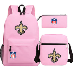 New Orleans Saints Football Team Printed Schoolbag Backpack Shoulder Bag Pencil Bag 3pcs set for Kids Students