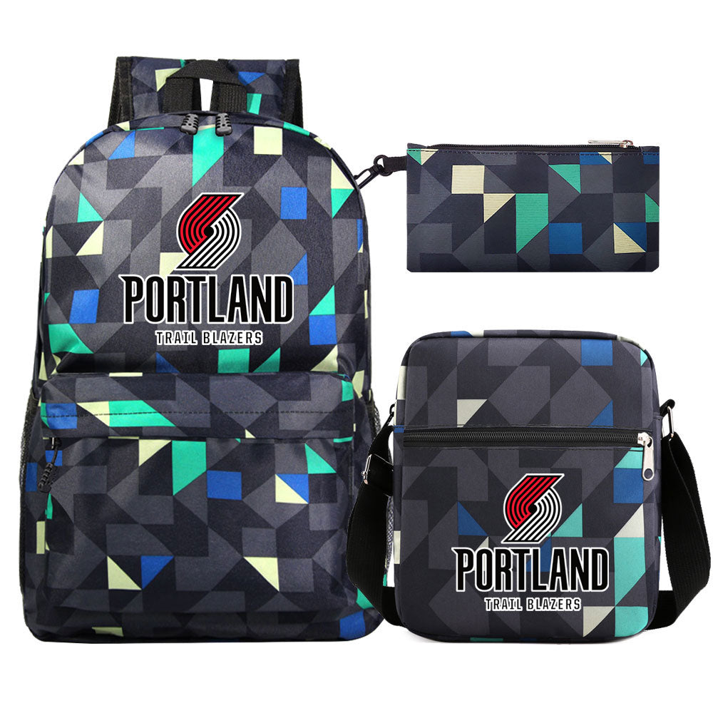 Portland Trail Blazers Schoolbag Backpack Shoulder Bag Pencil Bag 3pcs set for Kids Students