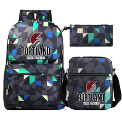 Portland Trail Blazers Schoolbag Backpack Shoulder Bag Pencil Bag 3pcs set for Kids Students