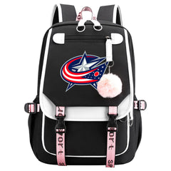 Columbus Blue Jackets Hockey League Waterproof Backpack School Notebook Travel Bag USB Charging