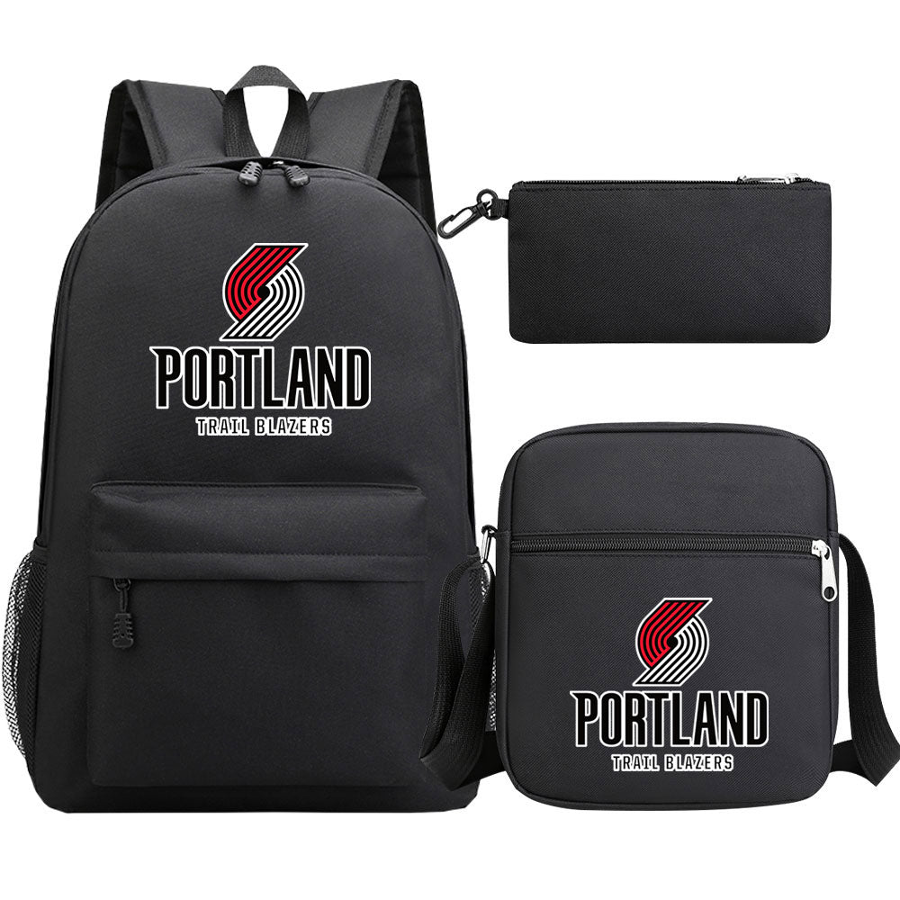 Portland Trail Blazers Schoolbag Backpack Shoulder Bag Pencil Bag 3pcs set for Kids Students