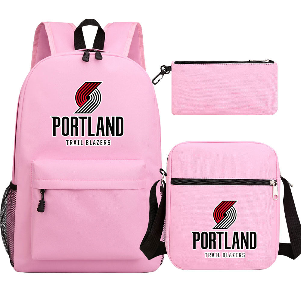 Portland Trail Blazers Schoolbag Backpack Shoulder Bag Pencil Bag 3pcs set for Kids Students
