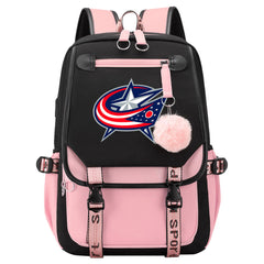 Columbus Blue Jackets Hockey League Waterproof Backpack School Notebook Travel Bag USB Charging