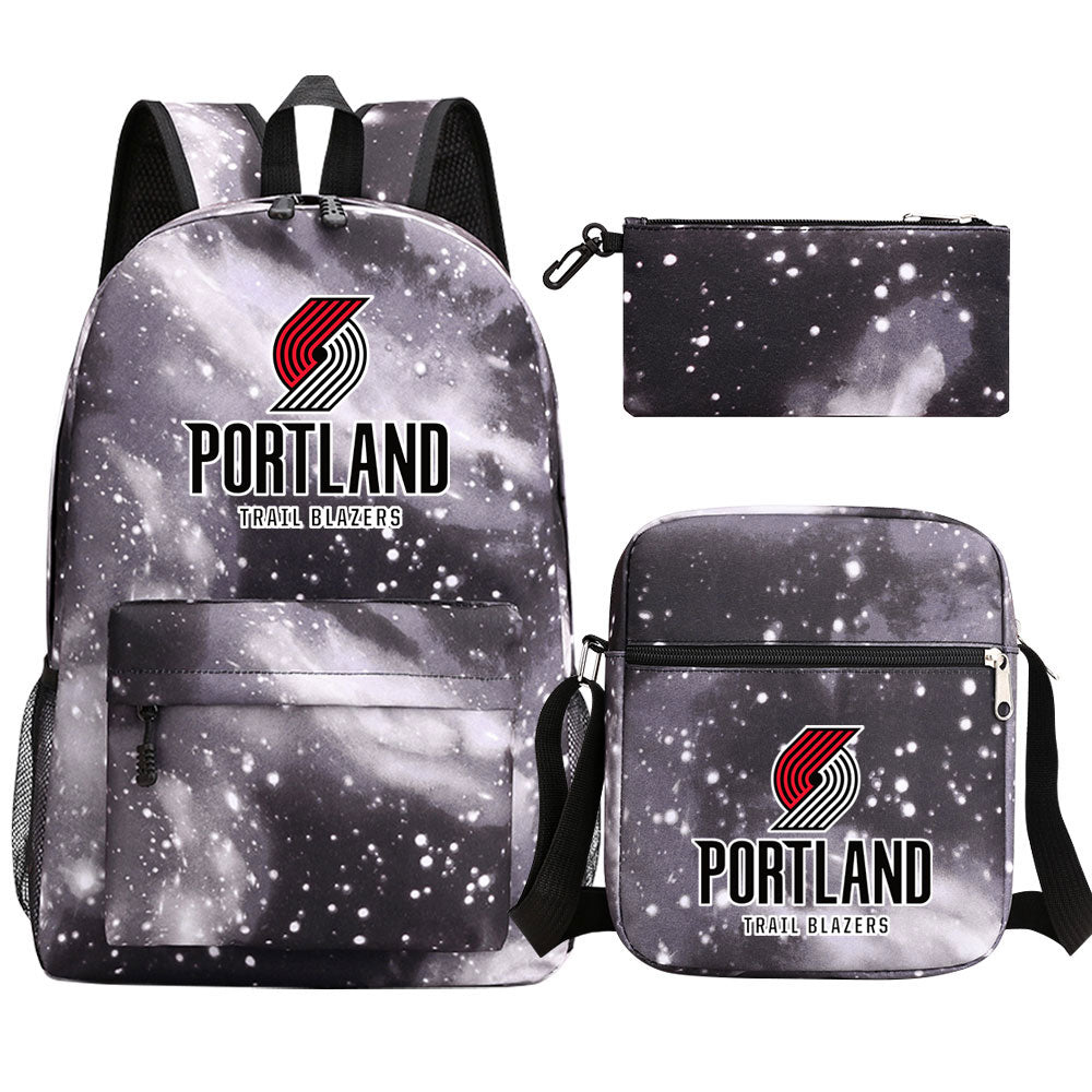 Portland Trail Blazers Schoolbag Backpack Shoulder Bag Pencil Bag 3pcs set for Kids Students