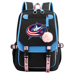 Columbus Blue Jackets Hockey League Waterproof Backpack School Notebook Travel Bag USB Charging