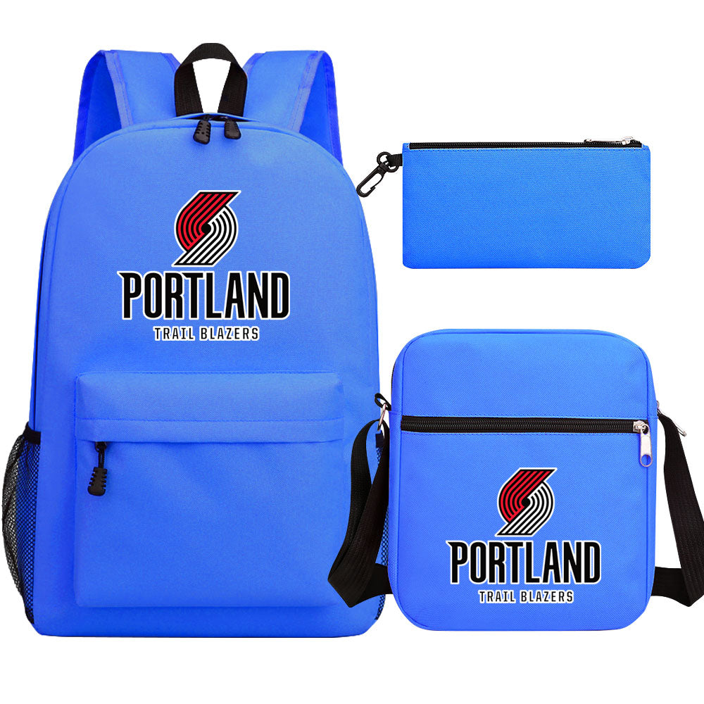 Portland Trail Blazers Schoolbag Backpack Shoulder Bag Pencil Bag 3pcs set for Kids Students